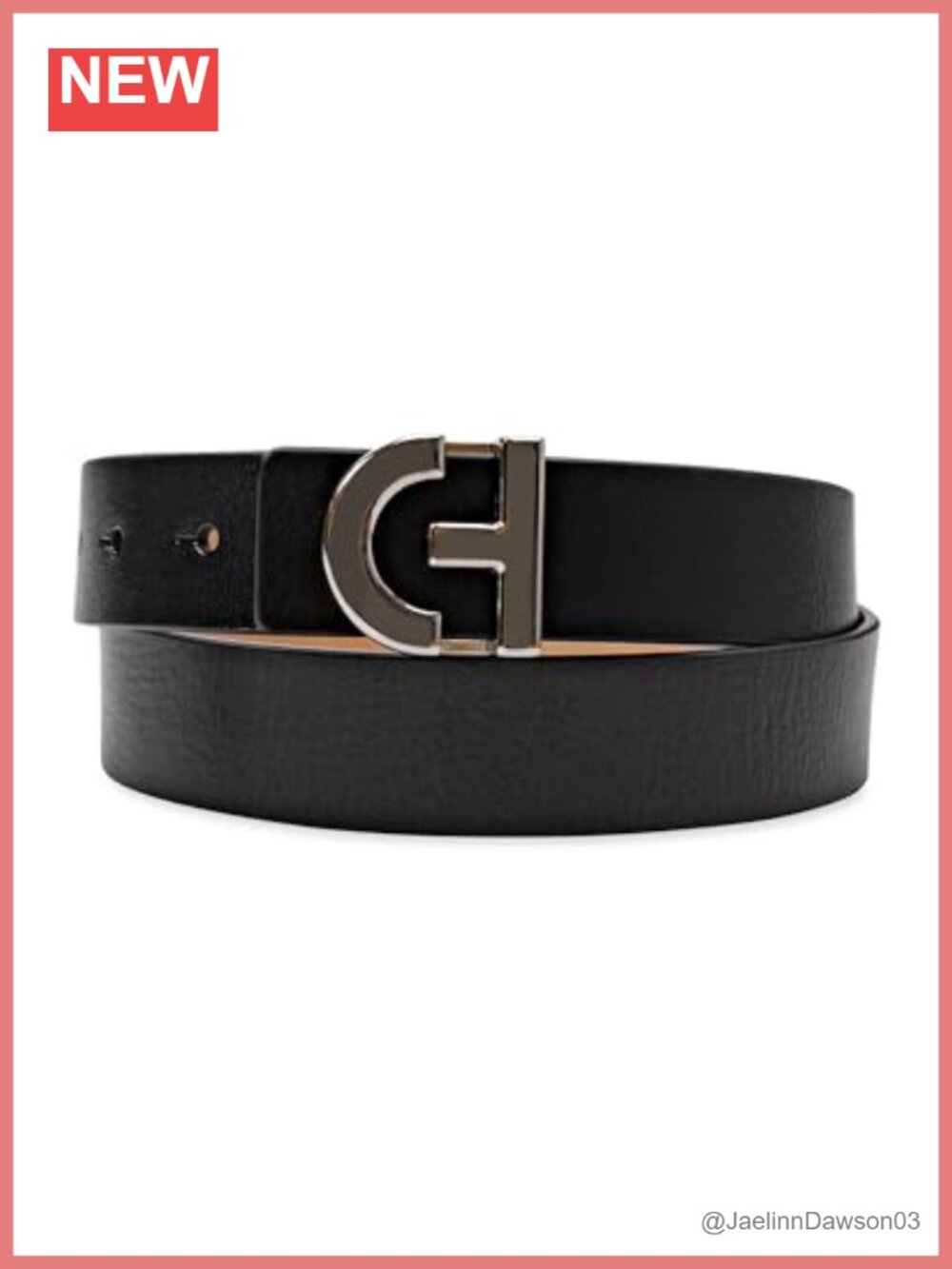 Cole Haan Women's Logo Plaque Buckle Belt Adjustable Everyday